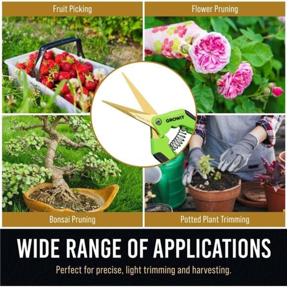 Pruning Shears & Gardening Scissors Set - 7"Titanium Coated Sharp Garden Clipper - Picture 5 of 8